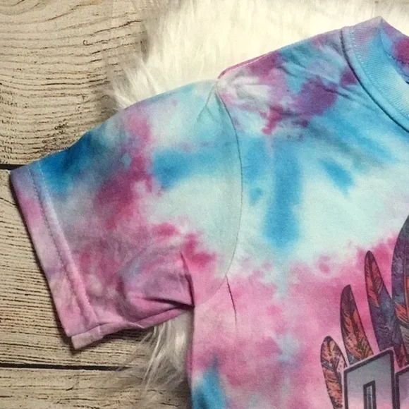 ⭐FLASH SALE Toddler Girl Pink Purple Tie Dye Dreamer Shirt - Picture 3 of 5